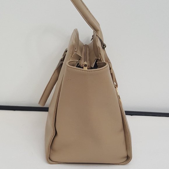 Women's MICHAEL KORS Large Luggage  Beige Leather Satchel Bag Tote Handbag - Picture 3 of 16